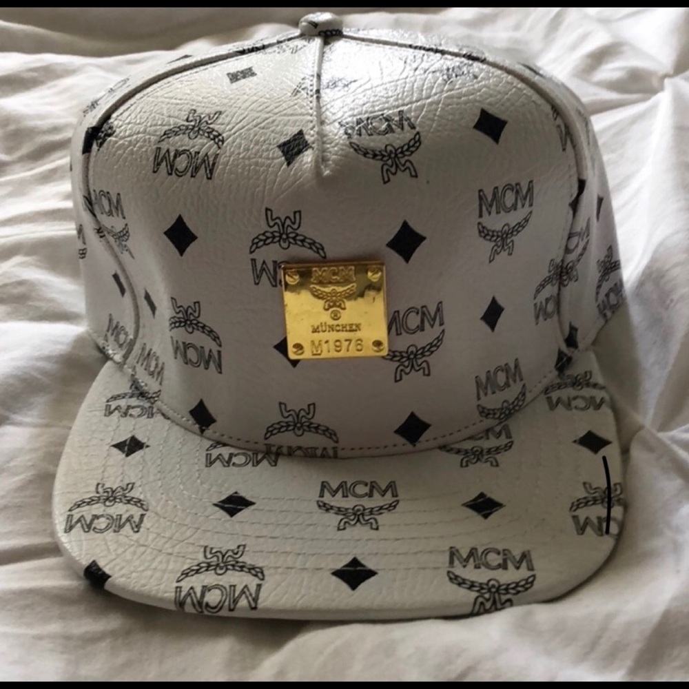 White mcm hat